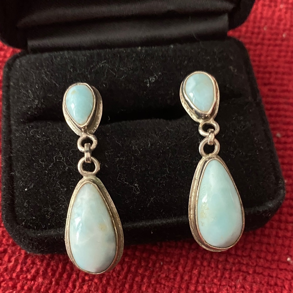 Elegant Silver and Blue Teardrop Earrings